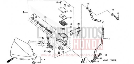 MAITRE-CYLINDRE FREIN AV. (DK/ED/U) XR650R2 de 2002